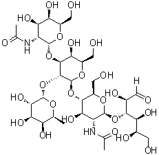 O-2-(Acetylamino)-2-deoxy-alpha-D-galactopyranosyl-(1→3)-O-[6-deoxy-alpha-L-galactopyranosyl-(1→2)]-O-beta-D-galactopyranosyl-(1→4)-O-2-(acetylamino)-2-deoxy-beta-D-glucopyranosyl-(1→3)-D-galactose molecular structure (CAS 1352644-11-1)
