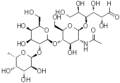 O-6-Deoxy-alpha-L-galactopyranosyl-(1→2)-O-beta-D-galactopyranosyl-(1→4)-O-2-(acetylamino)-2-deoxy-beta-D-glucopyranosyl-(1→4)-D-galactose molecular structure (CAS 1352644-16-6)