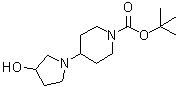 structure of CAS# 1355171-47-9, 4-(3-Hydroxy-1-pyrrolidinyl)-1-piperidinecarboxylic acid 1,1-dimethylethyl ester