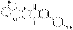 N-[4-(4-Amino-1-piperidinyl)-2-methoxyphenyl]-5-chloro-4-(1H-indol-3-yl)-2-pyrimidinamine molecular structure (CAS 1356962-20-3)