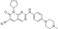 8-Cyclopentyl-7,8-dihydro-2-[[4-(4-methyl-1-piperazinyl)phenyl]amino]-7-oxo-pyrido[2,3-d]pyrimidine-6-carbonitrile molecular structure (CAS 1357470-29-1)