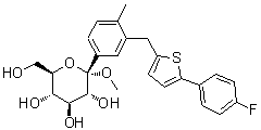 Methyl 1-C-[3-[[5-(4-fluorophenyl)-2-thienyl]methyl]-4-methylphenyl]-alpha-D-glucopyranoside molecular structure (CAS 1358581-37-9)