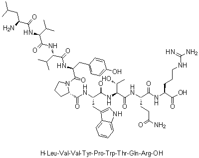 结构式 CAS# 135861-77-7, L-亮氨酰-L-缬氨酰-L-缬氨酰-L-酪氨酰-L-脯氨酰-L-色氨酰-L-苏氨酰-L-谷氨酰胺酰-L-精氨酸