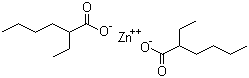 structure of CAS# 136-53-8, Zinc bis(2-ethylhexanoate);Ethylhexanoic acid zinc salt; Zinc 2-ethylhexanoate