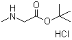 structure of CAS# 136088-69-2, Sarcosine tert-butyl ester hydrochloride;N-Methylglycine 1,1-dimethylethyl ester hydrochloride; N-Methylglycine tert-butyl ester hydrochloride; tert-Butyl 2-(methylamino)acetate hydrochloride; tert-Butyl N-methylaminoacetate hydrochloride; tert-Butyl sarcosinate hydrochloride; tert-Butyl sarcosine hydrochloride