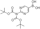 2-(5-硼酸基-2-嘧啶基)亚氨基二羧酸二叔丁酯分子结构 (CAS 1360950-40-8)