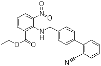 structure of CAS# 136285-67-1, Ethyl-2-[[(2'-cyanobiphenyl-4-yl)methyl]amino]-3-nitrobenzoate;2-[[(2'-Cyano[1,1'-biphenyl]-4-yl)methyl]amino]-3-nitro-benzoic acid ethyl ester