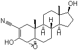 structure of CAS# 13647-35-3, Trilostane;(4a,5a,17b)-3,17-Dihydroxy-4,5-epoxyandrost-2-ene-2-carbonitrile