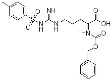 结构式 CAS# 13650-38-9, Nalpha-苄氧羰基-Nomega-对甲苯磺酰基-L-精氨酸