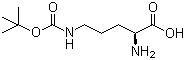 structure of CAS# 13650-49-2, N'-[(tert-Butoxy)carbonyl]-L-ornithine;N5-Carboxyornithine N5-tert-butyl ester; NSC 164054