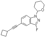 5-(Cyclobutylethynyl)-3-fluoro-1-(tetrahydro-2H-pyran-2-yl)-1H-indazole molecular structure (CAS 1365889-99-1)