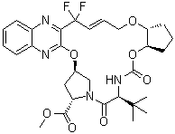 (3aR,7S,10S,12R,24aR)-7-(1,1-Dimethylethyl)-20,20-difluoro-2,3,3a,5,6,7,8,11,12,20,23,24a-dodecahydro-5,8-dioxo-10H-9,12-methano-1H-cyclopenta[18,19][1,10,17,3,6]trioxadiazacyclononadecino[11,12-b]quinoxaline-10-carboxylic acid methyl ester molecular structure (CAS 1365970-47-3)