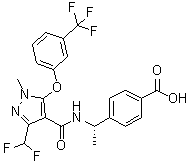 4-[(1S)-1-[[[3-(Difluoromethyl)-1-methyl-5-[3-(trifluoromethyl)phenoxy]-1H-pyrazol-4-yl]carbonyl]amino]ethyl]benzoic acid molecular structure (CAS 1369489-71-3)