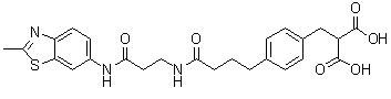 2-[[4-[4-[[3-[(2-Methyl-6-benzothiazolyl)amino]-3-oxopropyl]amino]-4-oxobutyl]phenyl]methyl]propanedioic acid molecular structure (CAS 1370290-34-8)