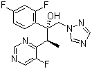 结构式 CAS# 137234-62-9, 伏立康唑; (2R,3S)-2-(2,4-二氟苯基)-3-(5-氟嘧啶-4-基)-1-(1H-1,2,4-三唑-1-基)-2-丁醇