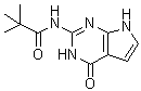 structure of CAS# 137281-08-4, 2,2-Dimethyl-N-(4-oxo-4,7-dihydro-3H-pyrrolo[2,3-d]pyrimidin-2-yl)propionamide;N-(4,7-Dihydro-4-oxo-3H-pyrrolo[2,3-d]pyrimidin-2-yl)-2,2-dimethylpropanamide