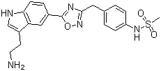 structure of CAS# 137403-12-4, N-[4-[[5-[3-(2-Aminoethyl)-1H-indol-5-yl]-1,2,4-oxadiazol-3-yl]methyl]phenyl]-methanesulfonamide;L 694247