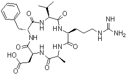 Cyclo(L-alanyl-L-alpha-aspartyl-D-phenylalanyl-L-valyl-L-arginyl) molecular structure (CAS 137813-36-6)