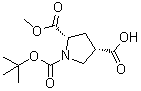 structure of CAS# 1378388-35-2, (3S,5S)-1-(tert-Butoxycarbonyl)-5-(methoxycarbonyl)pyrrolidine-3-carboxylic acid