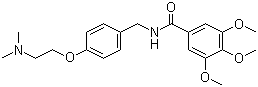 结构式 CAS# 138-56-7, 曲美苄胺; 4-(2-二甲基氨基乙氧基)-N-(3,4,5-三甲氧基苯甲酰)苄胺