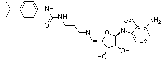 7-[5-Deoxy-5-[[3-[[[[4-(1,1-dimethylethyl)phenyl]amino]carbonyl]amino]propyl]amino]-beta-D-ribofuranosyl]-7H-pyrrolo[2,3-d]pyrimidin-4-amine molecular structure (CAS 1380316-05-1)