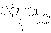 4'-[(2-Butyl-4-oxo-1,3-diazaspiro[4.4]non-1-en-3-yl)methyl]biphenyl-2-carbonitrile molecular structure (CAS 138401-24-8)