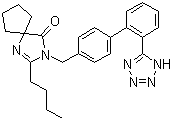 structure of CAS# 138402-11-6, Irbesartan;3-Butyl-2-[[4-[2-(2H-tetrazol-5-yl)phenyl]phenyl]methyl]-2,4-diazaspiro[4.4]non-3-en-1-one