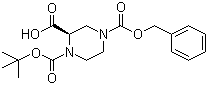 structure of CAS# 138775-02-7, (2R)-Piperazine-1,2,4-tricarboxylic acid 4-benzyl ester 1-tert-butyl ester;(2R)-4-[(Benzyloxy)carbonyl]-1-(tert-butoxycarbonyl)piperazine-2-carboxylic acid