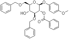 4-Methoxyphenyl 3,6-bis-O-(phenylmethyl)-beta-D-glucopyranoside 2-benzoate molecular structure (CAS 1393898-89-9)