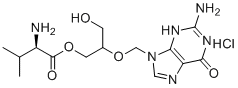 structure of CAS# 1393911-57-3, D-Valganciclovir Hydrochloride;2-[(2-Amino-6-oxo-1,6-dihydro-9H-purin-9-yl)methoxy]-3-hydroxypropyl valinate hydrochloride (1:1)