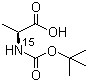 structure of CAS# 139952-87-7, N-[(tert-Butoxyl)carbonyl]-L-alanine-15N