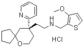 (9R)-N-[(3-Methoxy-2-thienyl)methyl]-9-(2-pyridinyl)-6-oxaspiro[4.5]decane-9-ethanamine hydrochloride (1:1) molecular structure (CAS 1401031-39-7)