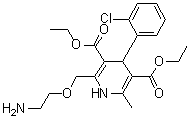 2-[(2-Aminoethoxy)methyl]-4-(2-chlorophenyl)-1,4-dihydro-6-methyl-3,5-pyridinedicarboxylic acid diethyl ester molecular structure (CAS 140171-65-9)