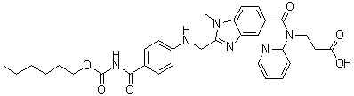 N-[[2-[[[4-[[[(Hexyloxy)carbonyl]amino]carbonyl]phenyl]amino]methyl]-1-methyl-1H-benzimidazol-5-yl]carbonyl]-N-2-pyridinyl-beta-alanine molecular structure (CAS 1408238-37-8)