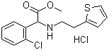 结构式 CAS# 141109-19-5, D-(+)-alpha-(2-噻吩乙胺基)-alpha-(2-氯苯基)醋酸甲酯盐酸盐