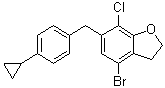 structure of CAS# 1415477-23-4, 4-Bromo-7-chloro-6-[(4-cyclopropylphenyl)methyl]-2,3-dihydrobenzofuran