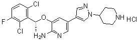 3-[(1R)-1-(2,6-二氯-3-氟苯基)乙氧基]-5-[1-(4-哌啶基)-1H-吡唑-4-基]-2-吡啶胺盐酸盐分子结构 (CAS 1415560-69-8)