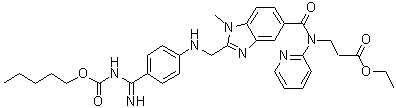 N-[[2-[[[4-[Imino[[(pentyloxy)carbonyl]amino]methyl]phenyl]amino]methyl]-1-methyl-1H-benzimidazol-5-yl]carbonyl]-N-2-pyridinyl-beta-alanine ethyl ester molecular structure (CAS 1416446-45-1)