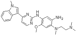 structure of CAS# 1421372-66-8, N1-[2-(Dimethylamino)ethyl]-5-methoxy-N1-methyl-N4-[4-(1-methyl-1H-indol-3-yl)-2-pyrimidinyl]-1,2,4-benzenetriamine;Mutated EGFR-IN-1