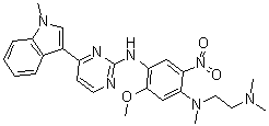 N1-[2-(Dimethylamino)ethyl]-5-methoxy-N1-methyl-N4-[4-(1-methyl-1H-indol-3-yl)-2-pyrimidinyl]-2-nitro-1,4-benzenediamine molecular structure (CAS 1421372-67-9)