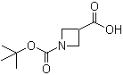 结构式 CAS# 142253-55-2, 1-N-Boc-3-吖丁啶羧酸; 1-(叔丁氧基羰基)氮杂环丁烷-3-羧酸