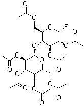4-O-(2,3,4,6-Tetra-O-acetyl-beta-D-glucopyranosyl)-alpha-D-glucopyranosyl fluoride triacetate molecular structure (CAS 14227-64-6)