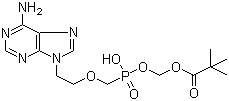 structure of CAS# 142341-05-7, Adefovir monopivoxil;2,2-Dimethylpropanoic acid [[[[2-(6-amino-9H-purin-9-yl)ethoxy]methyl]hydroxyphosphinyl]oxy]methyl ester