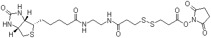 Succinimidyl 3-[3-[2-(biotinamido)ethyl]amino-3-oxopropyl]dithio]propionate molecular structure (CAS 142439-92-7)