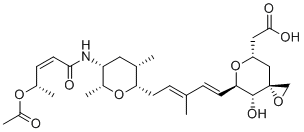 structure of CAS# 1426953-21-0, Thailanstatin A;2-[(3R,4R,5R,7S)-5-[(1E,3E)-5-[(2S,3S,5R,6R)-5-[[(Z,4S)-4-acetyloxypent-2-enoyl]amino]-3,6-dimethyloxan-2-yl]-3-methylpenta-1,3-dienyl]-4-hydroxy-1,6-dioxaspiro[2.5]octan-7-yl]acetic acid