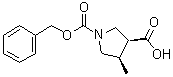 structure of CAS# 1428243-71-3, (3S,4R)-1-((Benzyloxy)carbonyl)-4-methylpyrrolidine-3-carboxylic acid