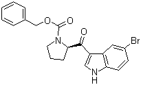 structure of CAS# 143322-56-9, (R)-2-[(5-Bromo-1H-indol-3-yl)carbonyl]-1-pyrrolidinecarboxylic acid benzyl ester
