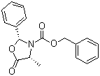 structure of CAS# 143564-89-0, (2R,4R)-3-Benzyloxycarbonyl-4-methyl-2-phenyl-1,3-oxazolidin-5-one;(2R,4R)-4-Methyl-5-oxo-2-phenyl-3-oxazolidinecarboxylic acid phenylmethyl ester