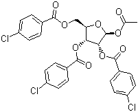 1-O-Acetyl-2,3,5-tri-O-(4-chlorobenzoyl)-beta-D-ribofuranose molecular structure (CAS 144084-01-5)