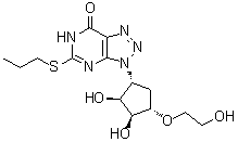 structure of CAS# 1445580-43-7, 3-[(1R,2S,3S,4S)-2,3-Dihydroxy-4-(2-hydroxyethoxy)cyclopentyl]-3,6-dihydro-5-(propylthio)-7H-1,2,3-triazolo[4,5-d]pyrimidin-7-one